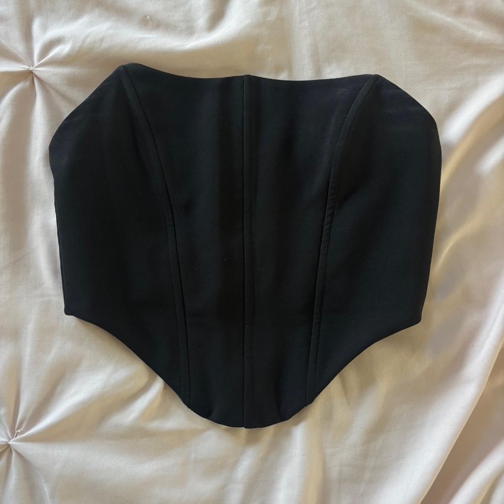 Edikted Black Strapless Corset Crop Top